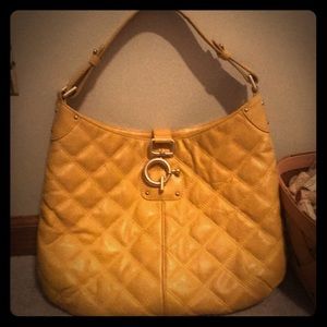 J CREW BOHO MUSTARD YELLOW QUILTED PURSE w/GOLD